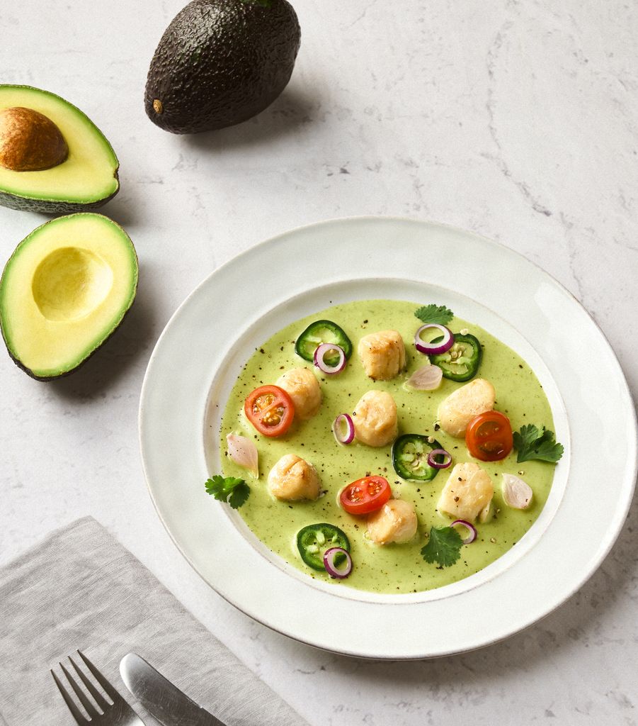 Vieiras en salsa de aguacate