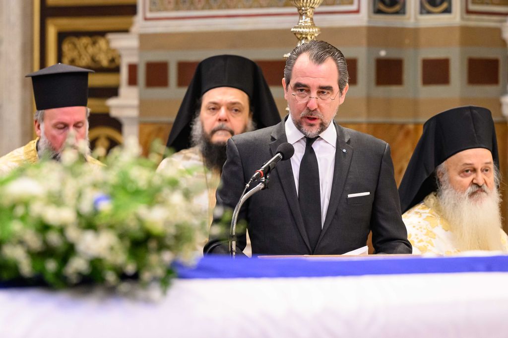 Nicolás de Grecia, en un momento de su intervención