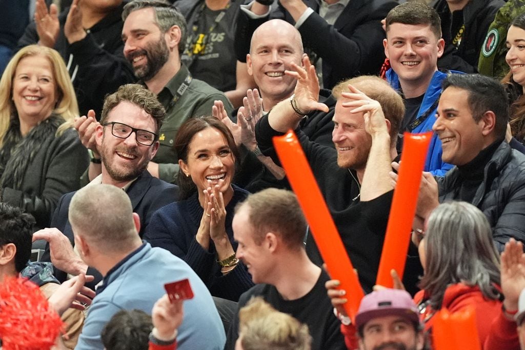 The Duke and Duchess of Sussex watch USA v Israel in the Wheelchair Basketball final in the Vancouver Convention Centre (VCC) during the 2025 Invictus Games in Vancouver, Canada. Picture date: Sunday February 9, 2025. *** Local Caption *** .
