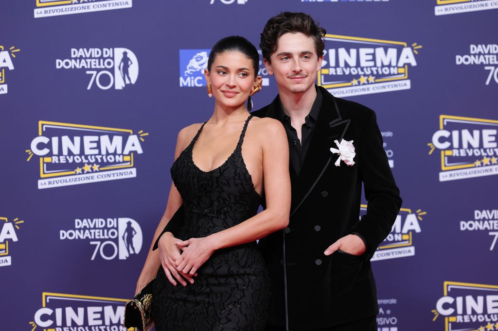Timothée Chalamet y Kylie Jenner juntos en la 70a. edición de los Premios David Di Donatello en Cinecitta Studios el 7 de mayo de 2025.