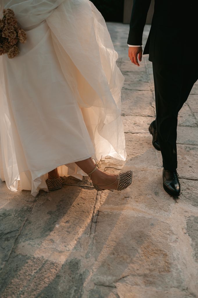 Zapatos de novia con punta cuadrada