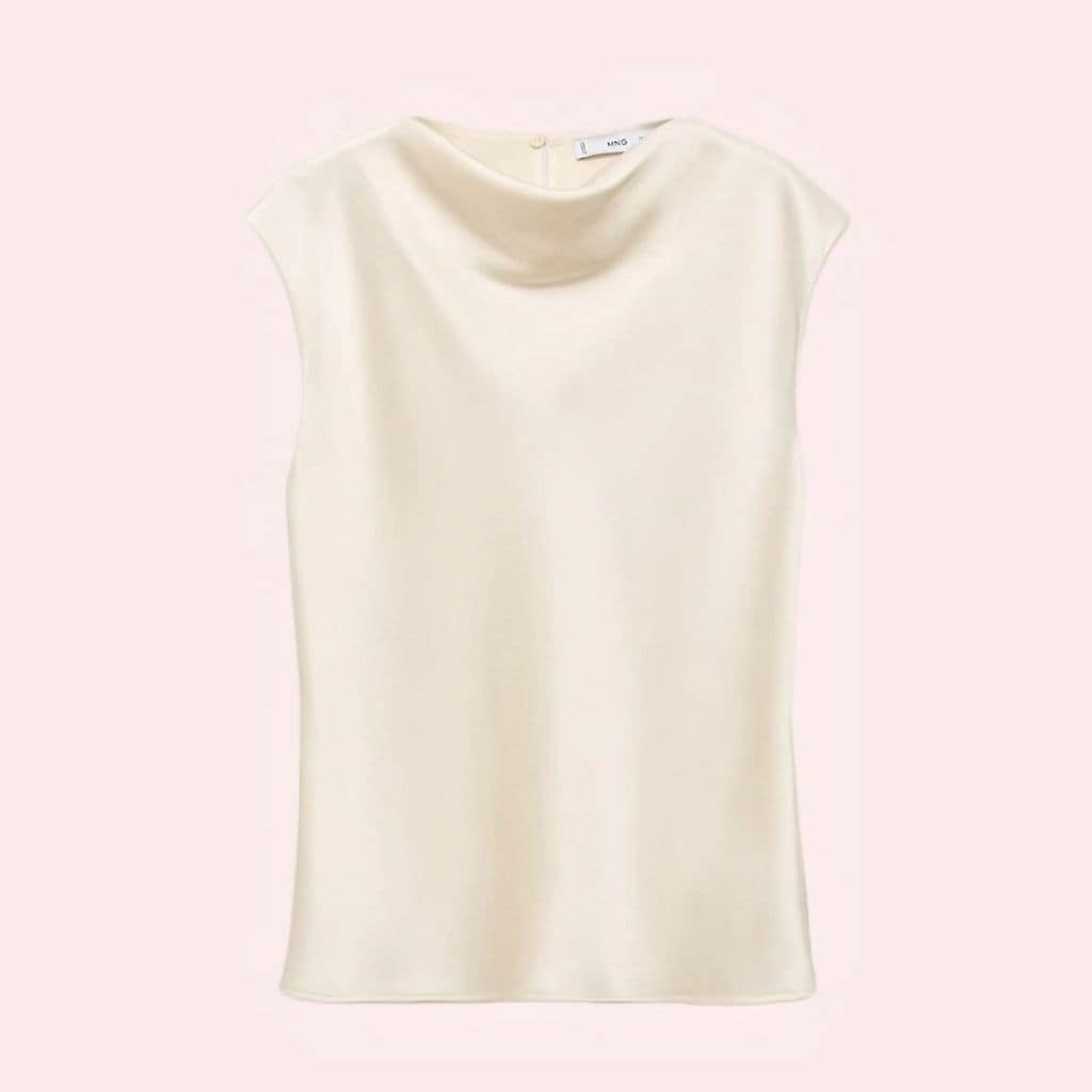 Blusa satinada cuello drapeado de Mango