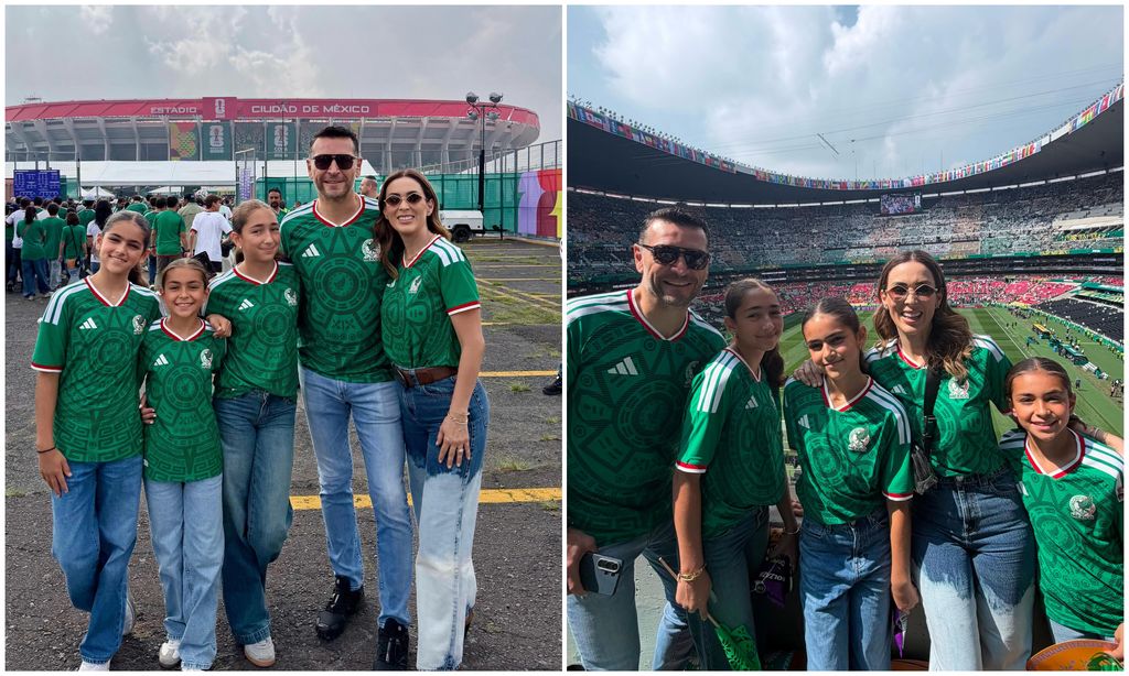 Jacky Bracamontes, Martín Fuentes y tres de sus hijas.