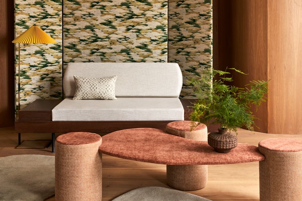 Salón con textiles estampados