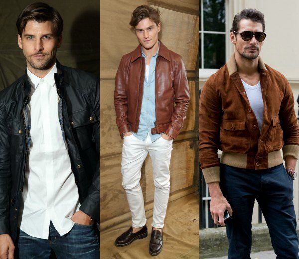 David Gandy, con cazadora Club Monaco en el desfile de Belstaff.
