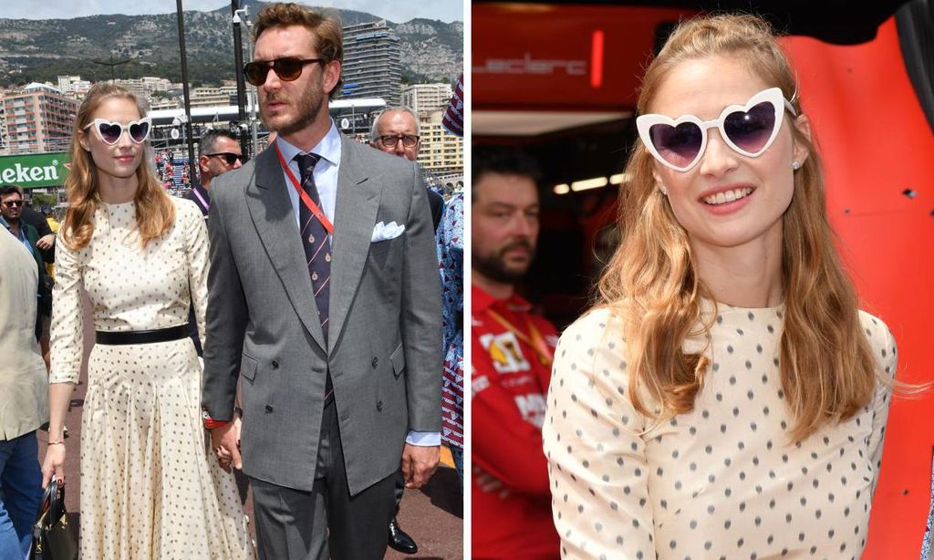
La aristócrata italiana causó sensación con un look de lunares y gafas de sol de corazón.
