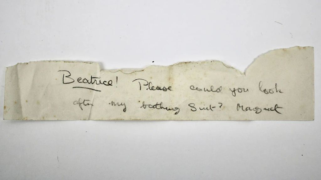 Una nota de la princesa Margarita enviada a Beatrice Stillman.