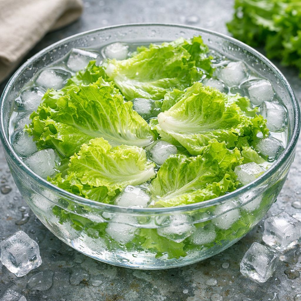 El hielo y el agua fría contribuyen a dotar al cogollo de una textura más crujiente y de un color más vivo.