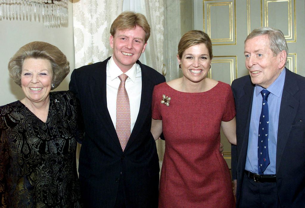 Beatriz de Holanda, Guillermo (actual rey), Máxima y el príncipe Claus el día del anuncio de su compromiso