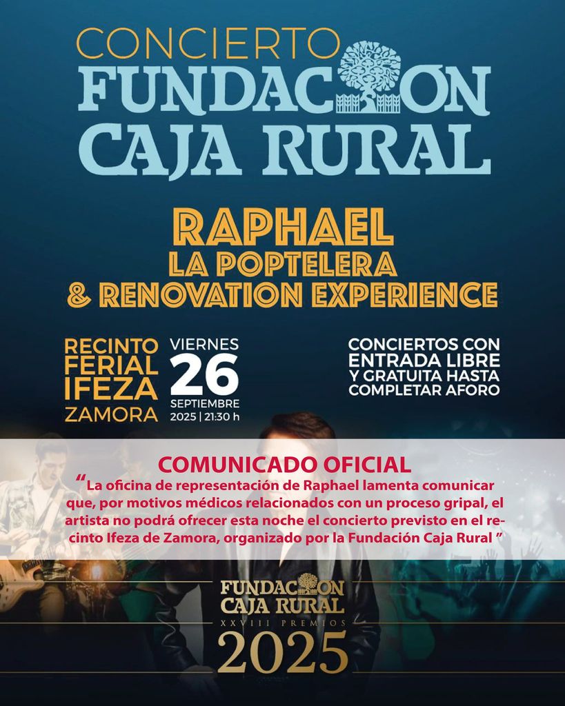 Rapheel tenía previsto presentarse este 26 de septiembre en un concierto gratuito en Zamora.