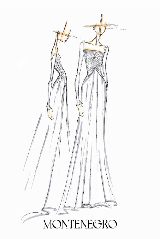 Boceto del vestido de novia de Blanca Llandres