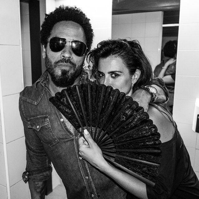 Penélope Cruz con Lenny Kravitz tras su concierto en el Barclaycard Center de Madrid en el año 2015
