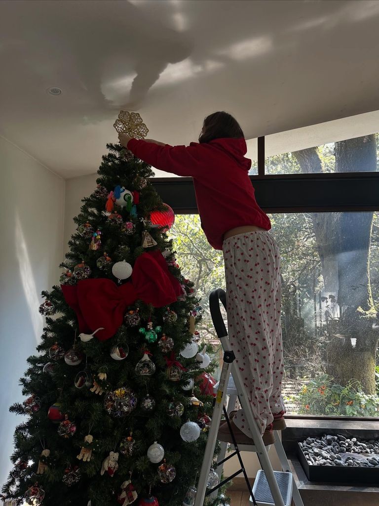 María Itatí se entregó a la tarea de poner el arbolito