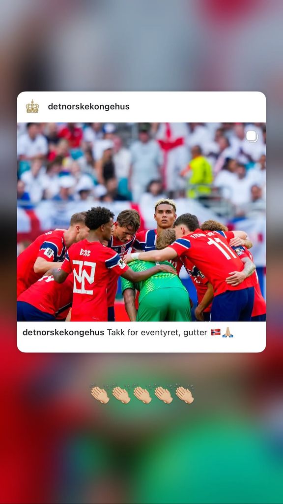 La casa real noruega felicita a su selección por su gran actuación en el Mundial 2026
