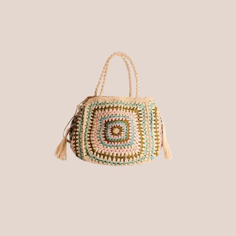 bolso de rafia de colores