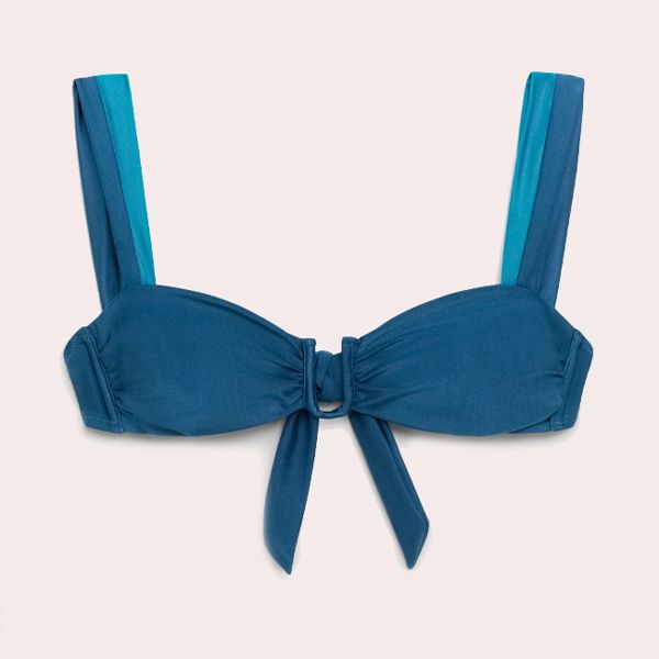 Top de bikini con detalle de anilla Azul oscuro Énfasis