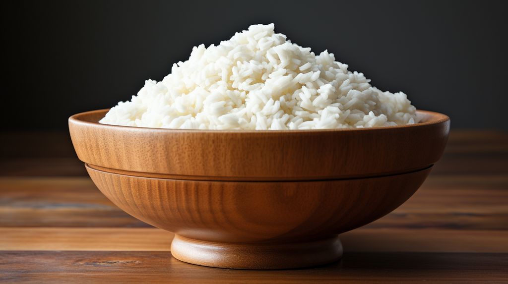 Bol con arroz blanco cocido