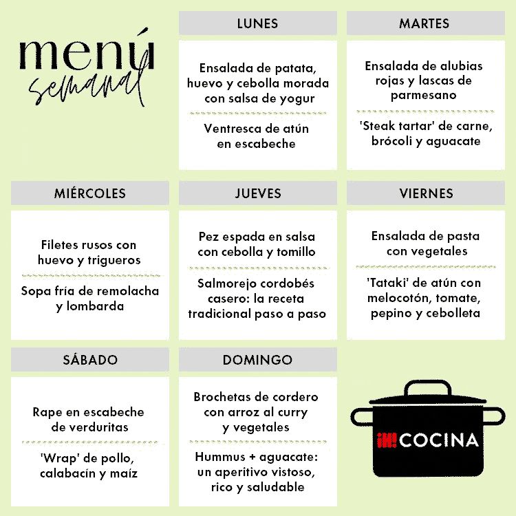 Platos frescos y veraniegos del menú semanal del 14 al 20 de julio