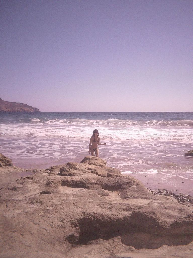 Una foto estilo vintage de la actriz en la playa