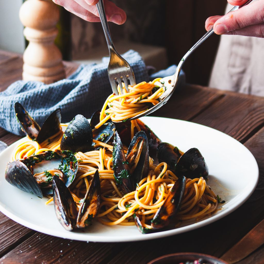 Pasta con mejillones