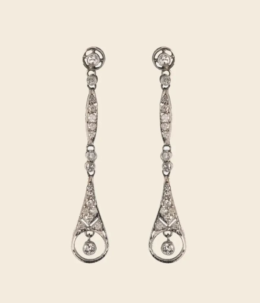 Pendientes largos de novia de Del Páramo Vintage
