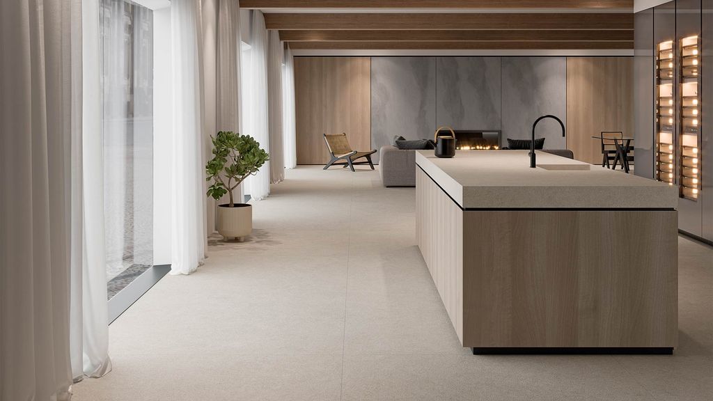 Cocina elegante abierta al salón