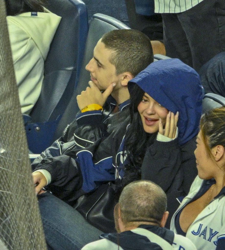 Timothée Chalamet y Kylie Jenner en un juego de los Yankees en Nueva York.