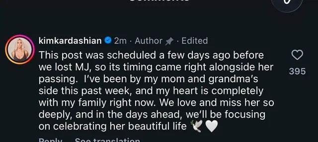 La respuesta de Kim Kardashian a las críticas por su post.