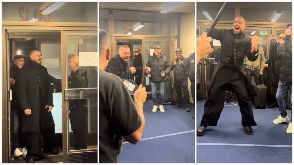 Ricky Martin fue recibido con una 'batucada' al ritmo de 'Happy Birthday'.