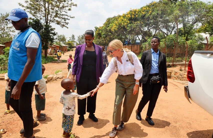 La princesa Marie-Chantal de Grecia en su viaje de Acnur por Ruanda