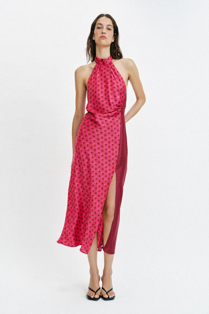 Vestido midi de cuello halter de Zara