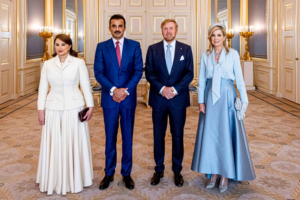 Máxima de Países Bajos y el rey Guillermo Alejandro reciben al  emir de Catar, Sheik Tamim bin Hamad Al Thani, y a su esposa, Sheika Jawaher bint Hamad Al Thani
