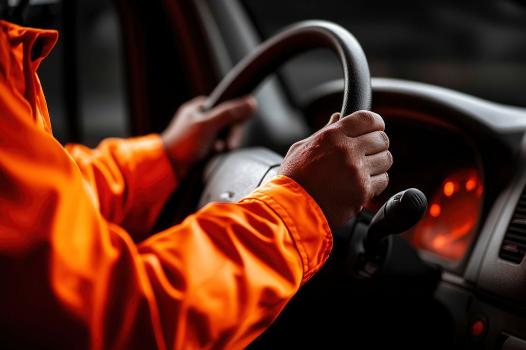 Conduciendo el coche con la chaqueta puesta