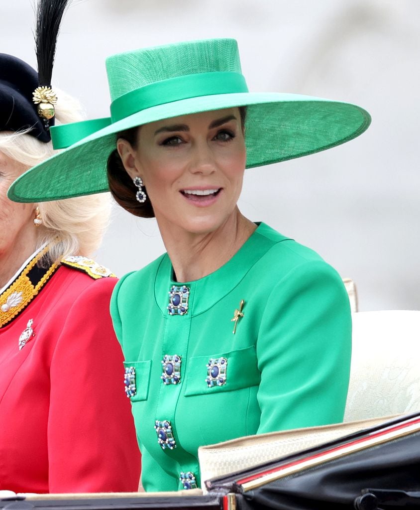 Kate Middleton con los mismos aretes durante Trooping the Colour on en el 2023. 