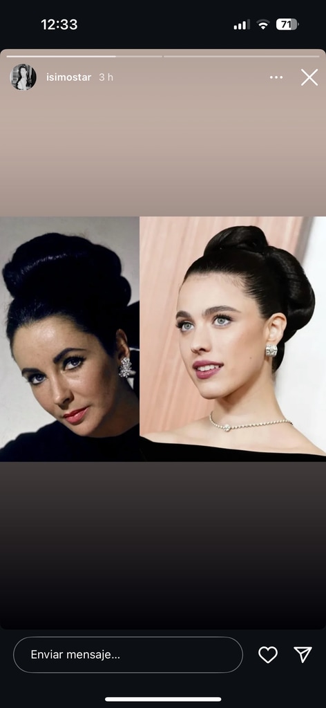 Margaret Qualley compartió en sus redes sociales la inspo detrás de su peinado.