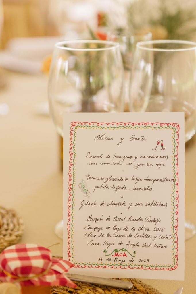 Minuta de menú de boda