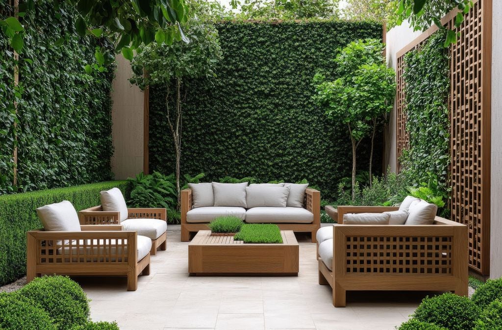Espacio de exterior con jardines verticales