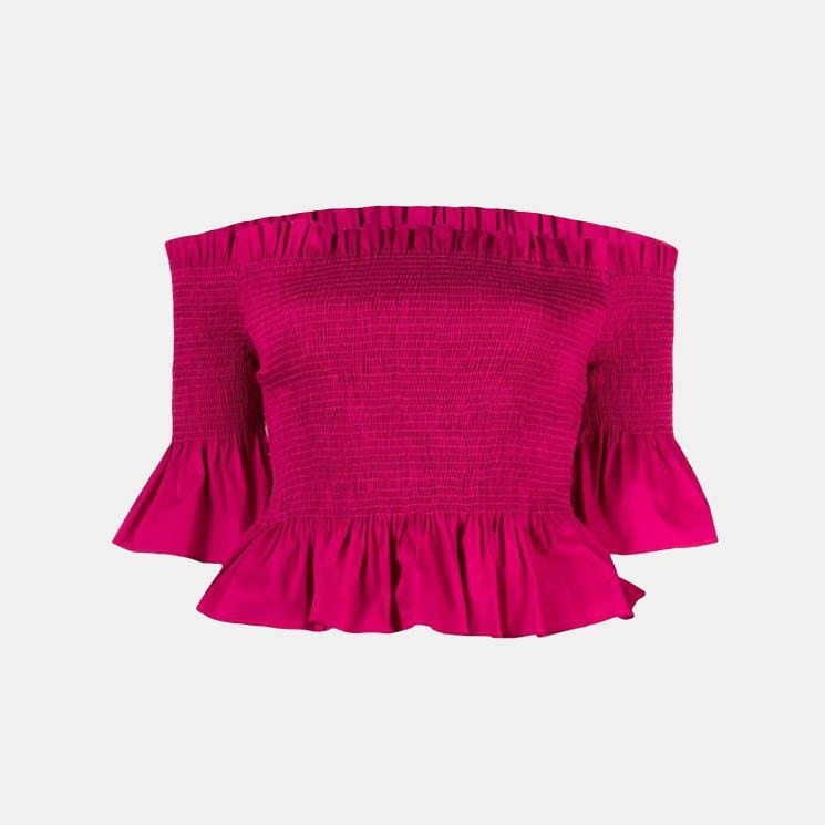 blusa fucsia hombros