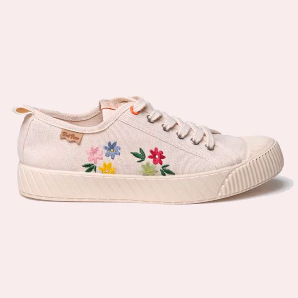 Zapatilla deportiva baja de mujer en algodón reciclado y bordados | GILDA-EJ