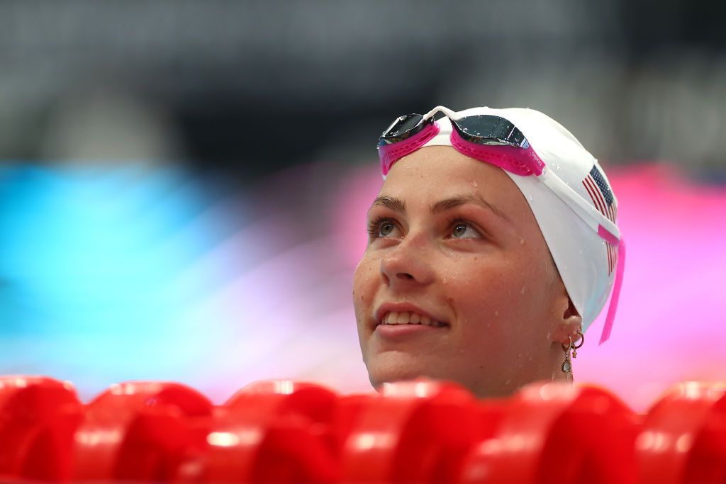 Katharine Berkoff del equipo de Estados Unidos durante una sesión de entrenamiento antes del Campeonato Mundial FINA Budapest 2022