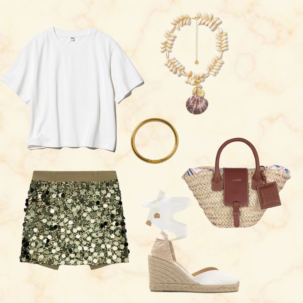 Look con falda de lentejuelas verdes para San Juan
