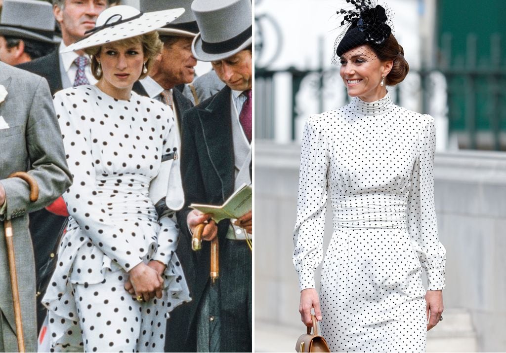 Lady Di y Kate Middleton utilizando un vestido muy similar con 40 años de diferencia