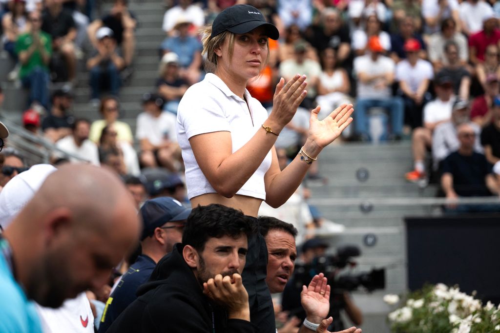La tenista, animando a su chico durante el Open de Roma       