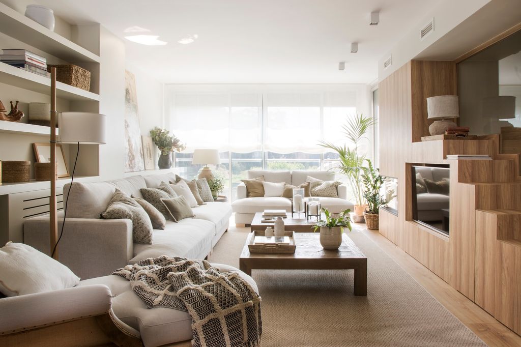 Salón con sofás blancos. 