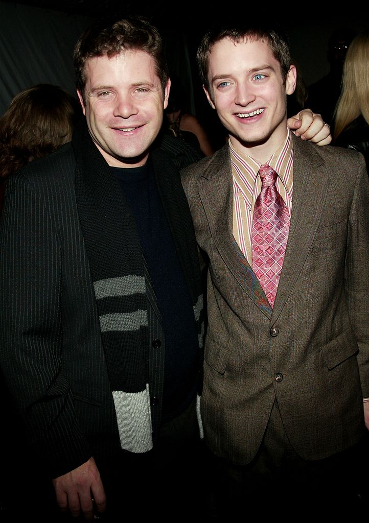 Sean Astin y Elijah Wood durante un acto promocional de 'El señor de los anillos'
