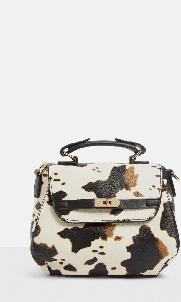 top handle con cow print de missguided