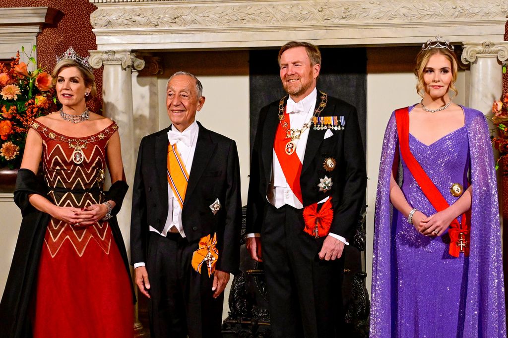 Guillermo de Holanda, Máxima de Holanda y Amalia de Holanda en la cena de gala en honor al presidente de Portugal 