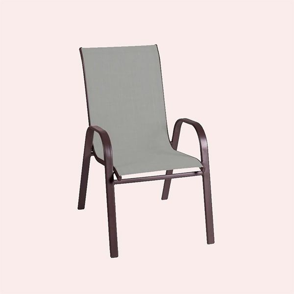 LOLAhome Pack de 4 Sillas de Jardín Nerea de Acero y Textileno Gris