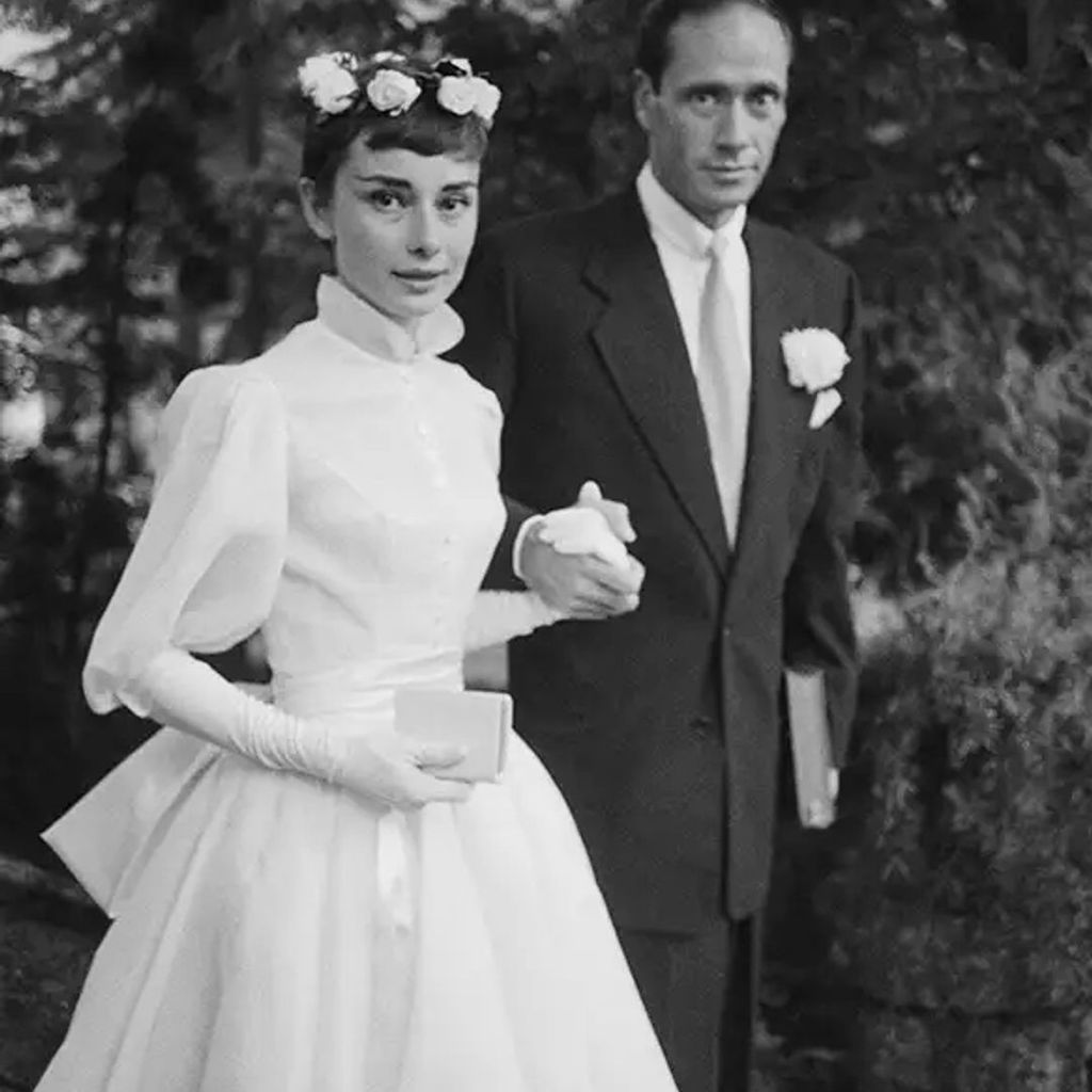 Audrey Hepburn el día de su boda con Mel Ferrer