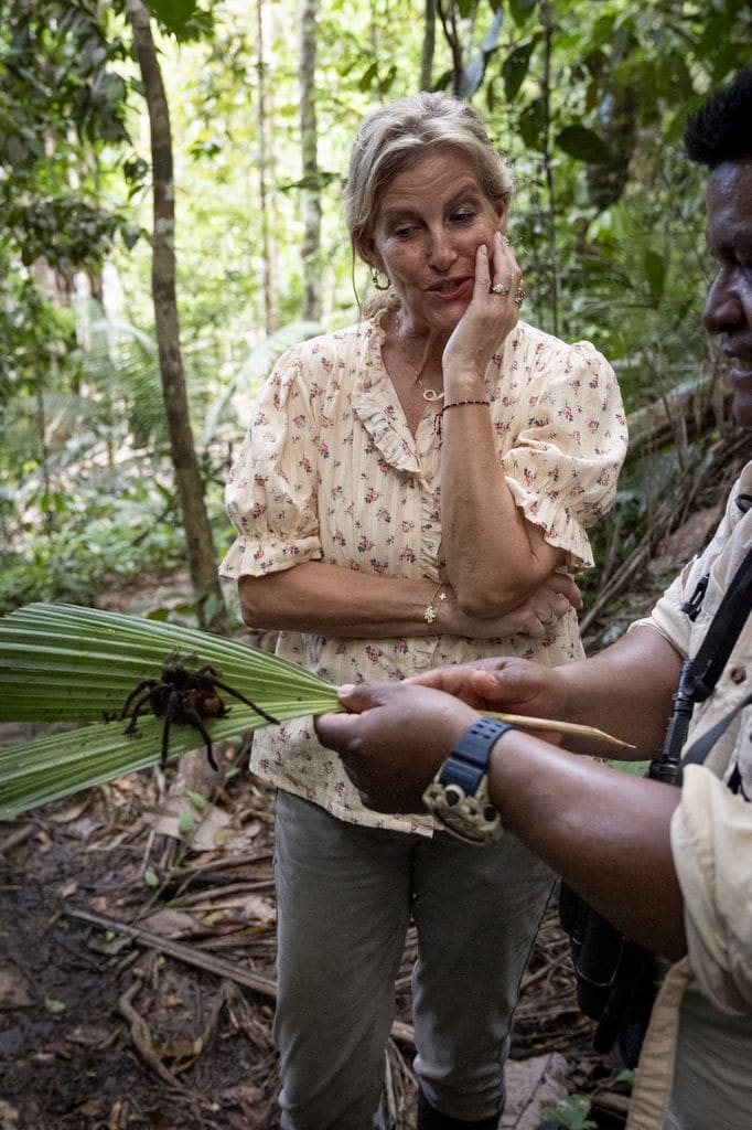 La duquesa de Edimburgo se mostró inquieta y con cara de preocupación al ver a la tarántula